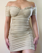 Load image into Gallery viewer, Aurora Ruched Dress (Light Gold)
